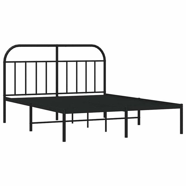 vidaXL Bettgestell mit Kopfteil Metall Schwarz 150x200 cm