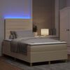 vidaXL LED Boxspringbett mit Matratze Creme 120 x 200 cm Stoff