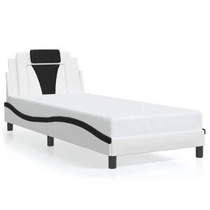 vidaXL Bettgestell "Viana" ohne Matratze Wei&szlig; und Schwarz 90x190 cm Kunstleder