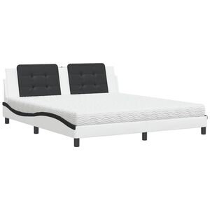vidaXL Bett mit Matratze "Zadar" Wei&szlig; und Schwarz 180x200 cm Kunstleder