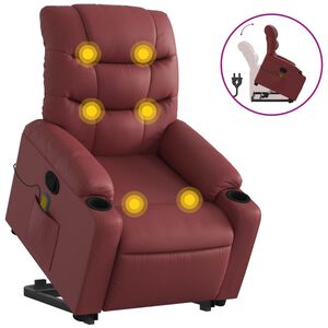 vidaXL Massagesessel mit Aufstehhilfe Weinrot Kunstleder