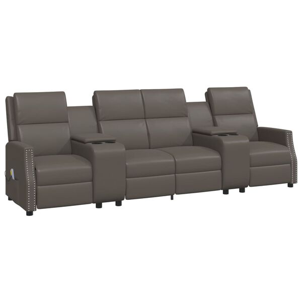 vidaXL 4-Sitzer Massagesessel Grau Kunstleder