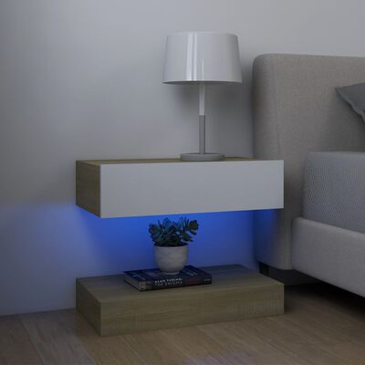 vidaXL TV-Schrank mit LED-Leuchten Weiß Sonoma-Eiche 60x35 cm
