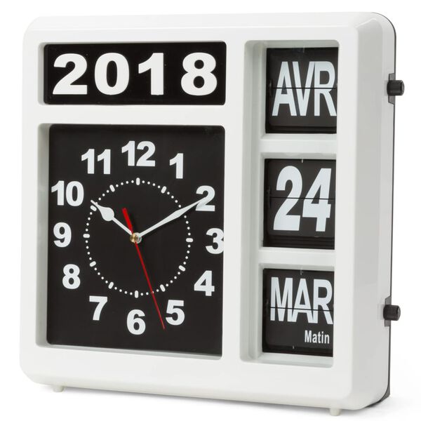 Perel Klappzahlen-Wanduhr 31x31 cm Franz&ouml;sische Version
