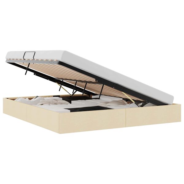 vidaXL Aufbewahrungsbett mit Kopfteil Creme 180 x 200 cm Stoff