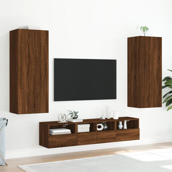 vidaXL TV-Wandschrank Braun Eiche-Optik 40,5x30x102 cm Holzwerkstoff