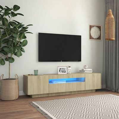 vidaXL TV-Schrank mit LED-Leuchten Sonoma-Eiche 160x35x40 cm