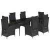 vidaXL 7-tlg. Garten-Essgruppe mit Kissen Schwarz Poly Rattan