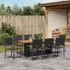 vidaXL Garten Essgruppe 9 pcs Schwarz Poly-Rattan
