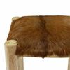 vidaXL Barhocker Ziegenleder und Teak Massivholz