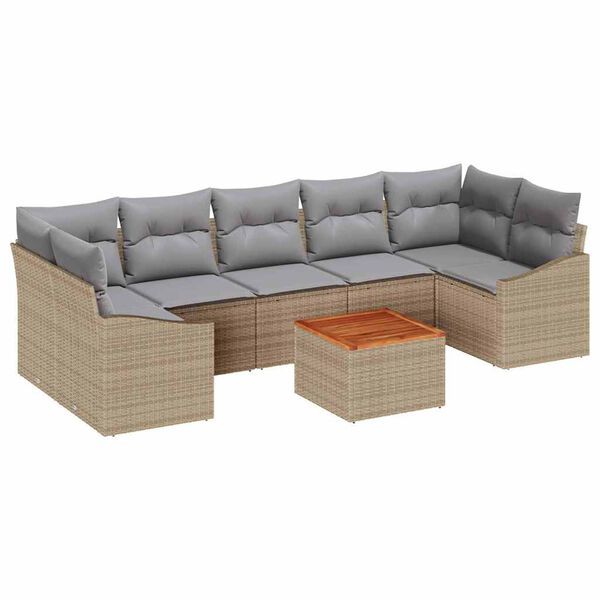 vidaXL Gartensofa-set mit Kissen 8 pcs Beige Poly-Rattan