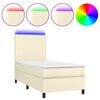 vidaXL Boxspringbett mit Matratze & LED Creme 90x200 cm Kunstleder