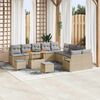 vidaXL Garten-Sofa-Set mit Kissen 13 pcs Beige Poly Rattan