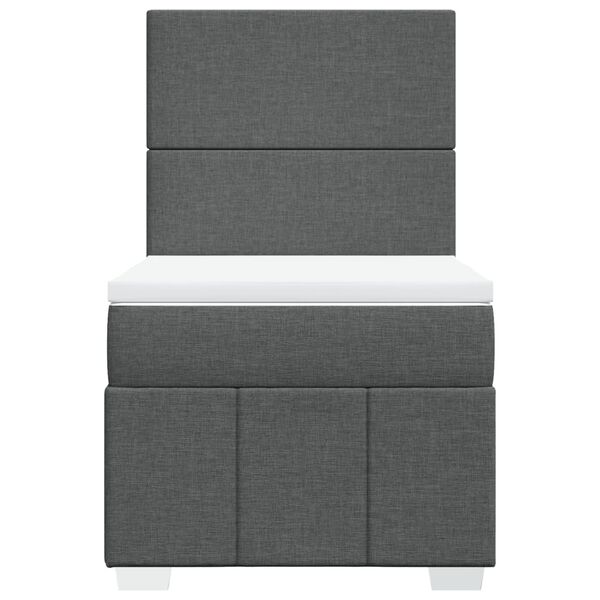 vidaXL Boxspringbett mit Matratze Dunkelgrau 100x200 cm Stoff