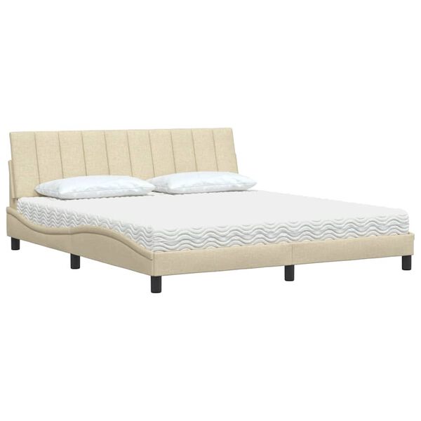 vidaXL Bett mit Matratze "Hanko" Creme 180x200 cm Stoff