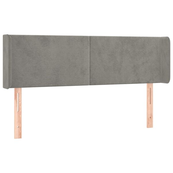 vidaXL Kopfteil mit Ohren Hellgrau 147x16x78/88 cm Samt