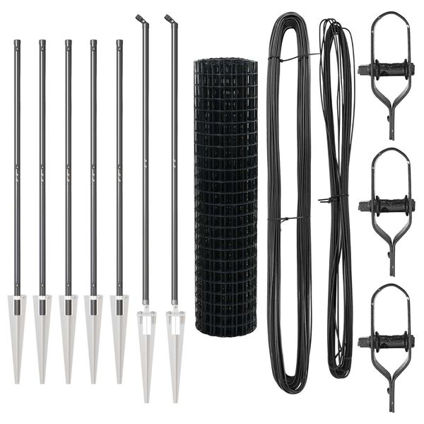 vidaXL Zaun mit Pfosten Grau 1,2 x 10 m Stahl und PVC