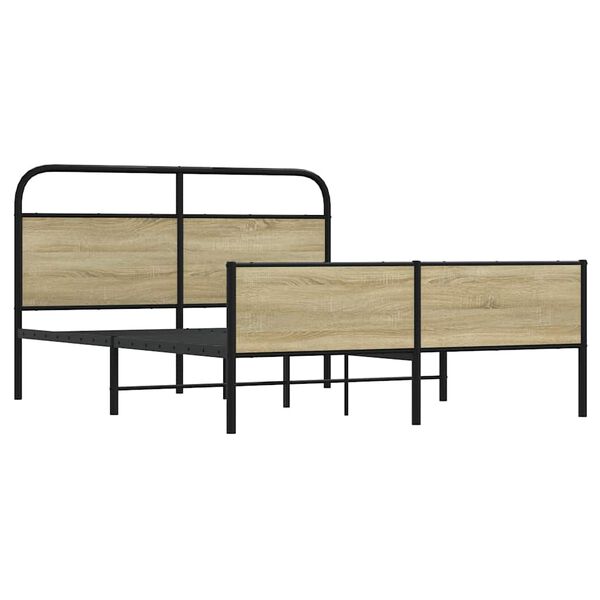 vidaXL Metallbett ohne Matratze Sonoma-Eiche 160x200 cm