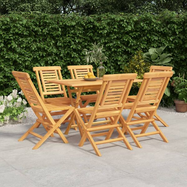 vidaXL 7-tlg. Garten-Essgruppe Massivholz Teak