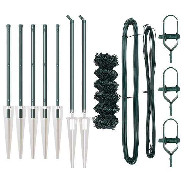 vidaXL Zaunpfosten Gr&uuml;n 10 x 0,4 m (40 x 40 mm Maschen) Stahl und PVC