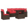 vidaXL 6-teiliges Gartensofa-Set mit Kissen, braun, Polyrattan