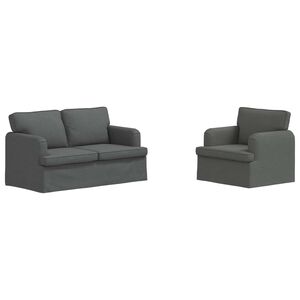 vidaXL Sofa Set 2 stk. Dunkelgrau Stoff