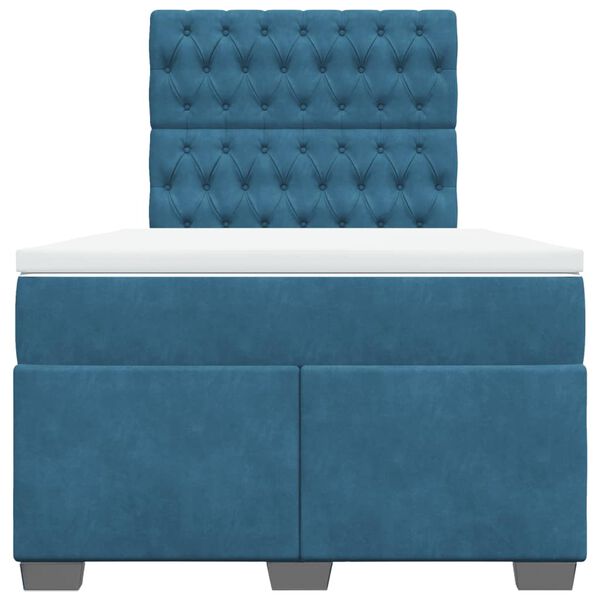 vidaXL Boxspringbett mit Matratze Blau 120x190 cm Samt