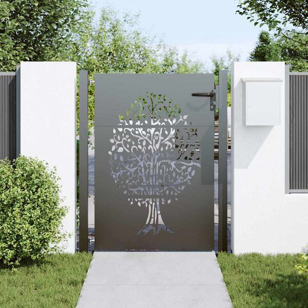 vidaXL Gartentor Schwarz 85 x 130 cm Pulverbeschichteter Stahl