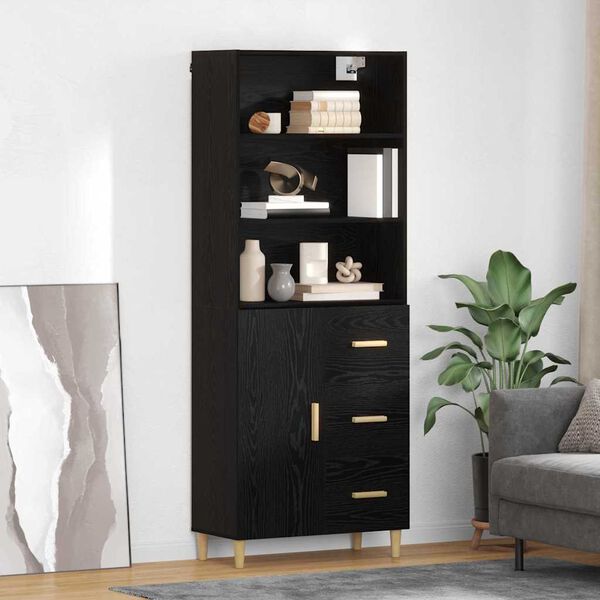 vidaXL Highboard Schwarz Eichen-Optik 69,5 x 32,5 x 180 cm