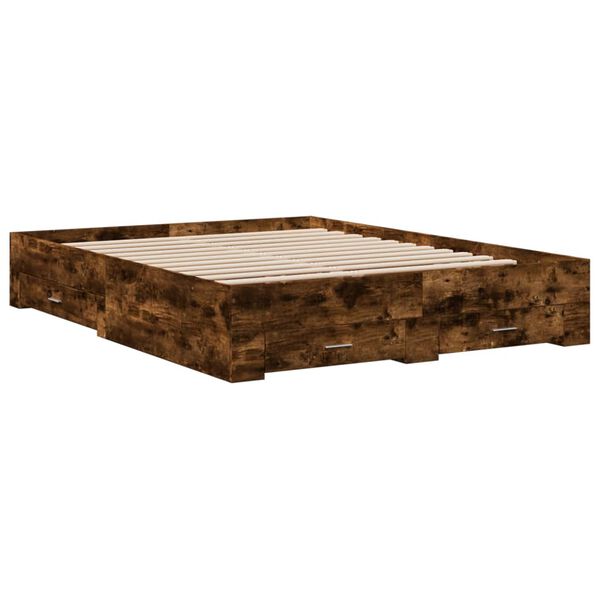 vidaXL Bettgestell mit Schubladen R&auml;uchereiche 160x200cm Holzwerkstoff
