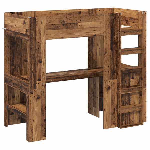 vidaXL Etagenbettgestell mit Schreibtisch Altholz 90 x 190 cm