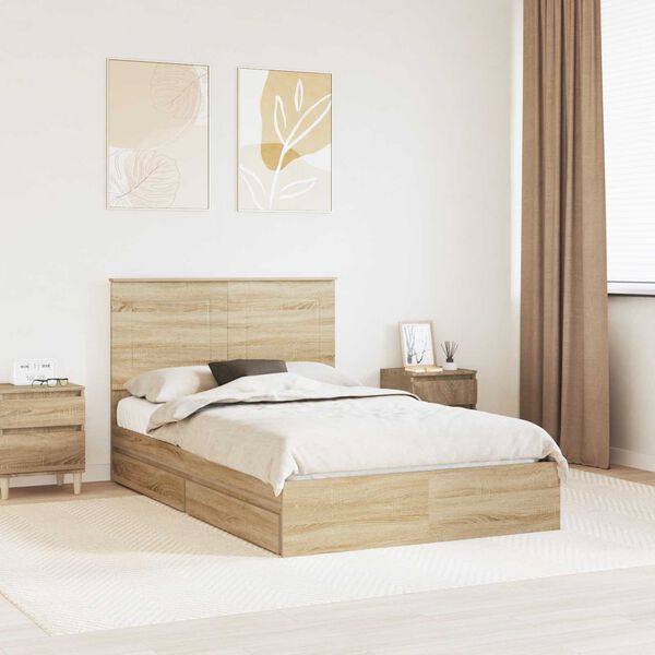 vidaXL Aufbewahrungsbett Sonoma-Eiche 120 x 200 cm Holzwerkstoff