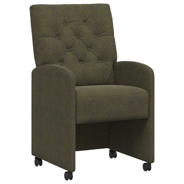 vidaXL Esszimmerst&uuml;hle mit Rollen 2 pcs Armeegr&uuml;n 58 x 67 x 97 cm