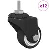 vidaXL Drehrolle 12 pcs Schwarz 40,4 x 40,4 x 19,7 mm Eisen und Nylon