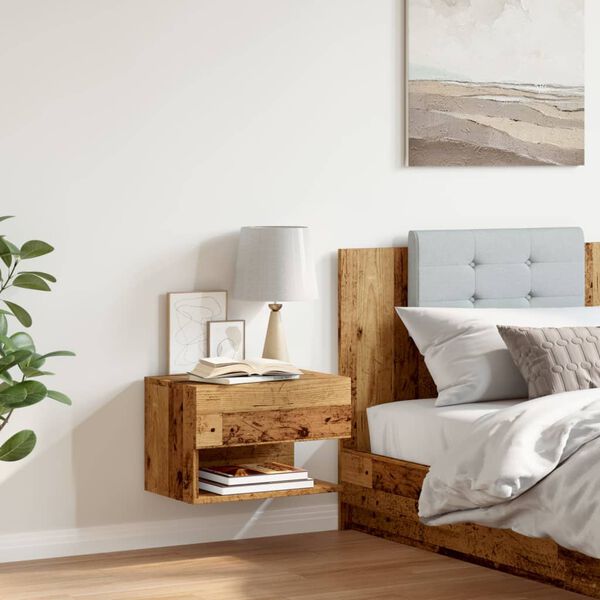 vidaXL Wand-Nachttisch Altholz-Optik