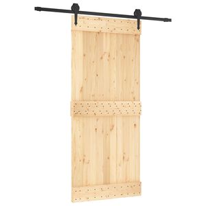 vidaXL Schiebet&uuml;r Nat&uuml;rlich und Schwarz 90 x 210 cm Massivkiefer