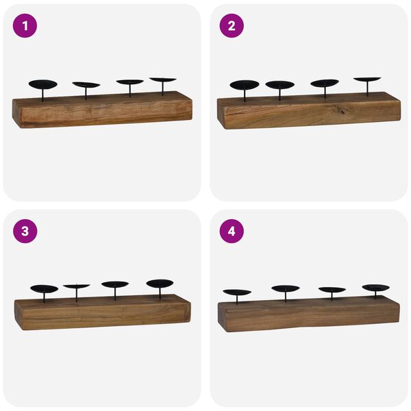 vidaXL Kerzenhalter Natur 50 x 15 x 10 cm Massivholz Teak