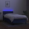 vidaXL Boxspringbett mit Matratze & LED Blau 90x200 cm Stoff