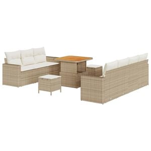 vidaXL Gartensofa-set 10 stk. Beige Poly-Rattan
