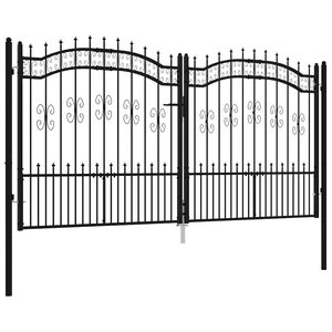 vidaXL Gartentor KAMPEN mit Speerspitze Schwarz 302 x 150 cm Stahl
