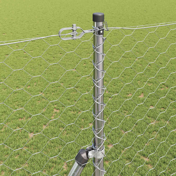 vidaXL Zaunpfosten Silber 100 x 1,5 m (50 mm Maschenweite) Stahl