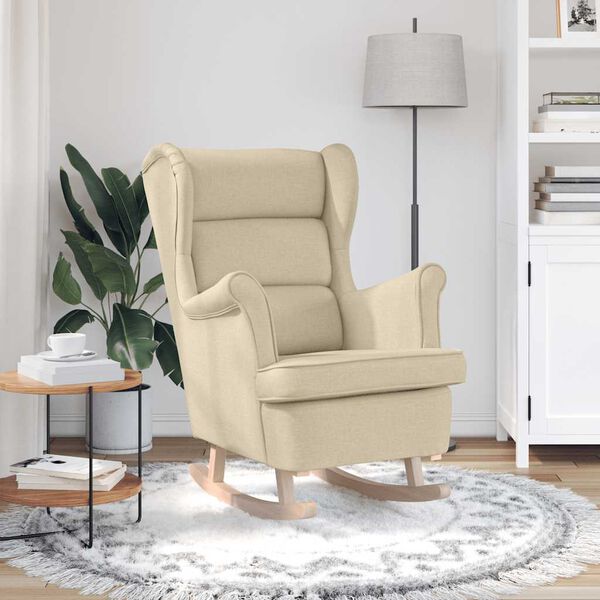 vidaXL Schaukelsessel Creme 74x90x102 cm Stoff