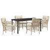 vidaXL Garten Essgruppe mit Kissen 5 pcs Beige Poly-Rattan