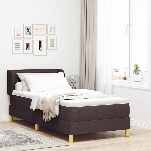 vidaXL Boxspringbett mit Matratze Dunkelbraun 90 x 200 cm Stoff