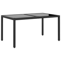 vidaXL Gartentisch 150x90x75 cm Hartglas und Poly Rattan Schwarz