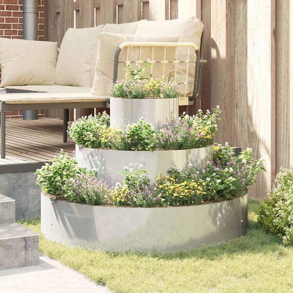 vidaXL Garten-Pflanzgef&auml;&szlig; Silber 90 x 90 x 20 cm Verzinkter Stahl