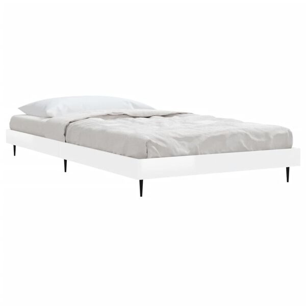vidaXL Bettgestell Hochglanz-Wei&szlig; 90x190 cm Holzwerkstoff