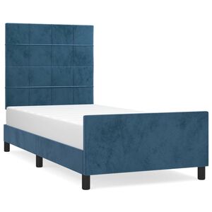 vidaXL Bettgestell ohne Matratze Dunkelblau 90x190 cm Samt