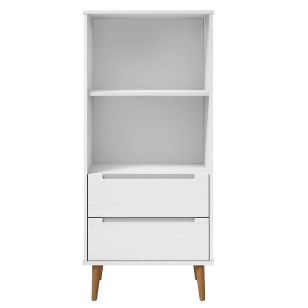 vidaXL B&uuml;cherregal MOLDE Wei&szlig; 60x35x133,5 cm Massivholz Kiefer