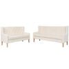 vidaXL 2-tlg. Sofa-Set Stoff Cremewei&szlig;